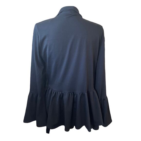 Pebble & Stone Women Cardigan M Black Open Front Peplum Hem Whimsigoth Cottage - Picture 3 of 10